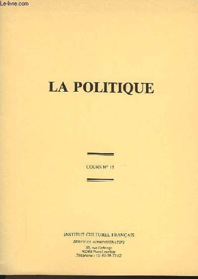LA POLITIQUE COURS N15