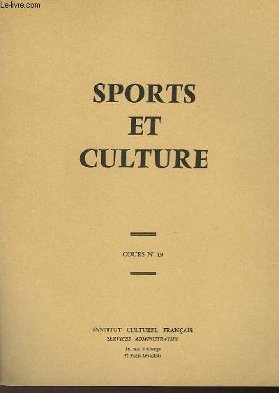 SPORTS ET CULTURE - COURS N19