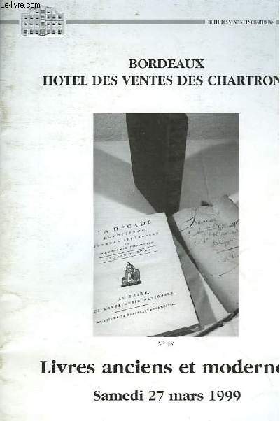 LIVRES ANCIENS ET MODERNES 27 MARS 1999