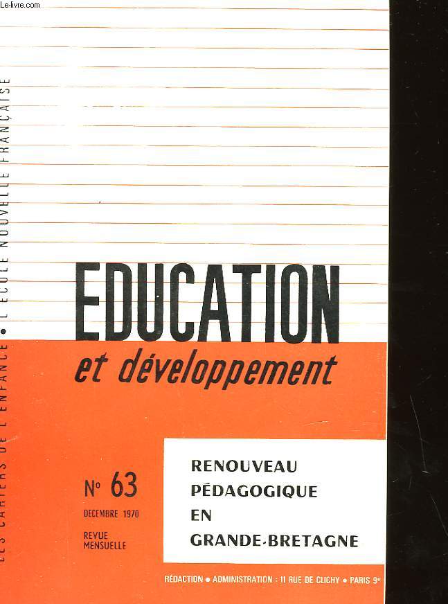 EDUCATION ET DEVELOPPEMENT N63