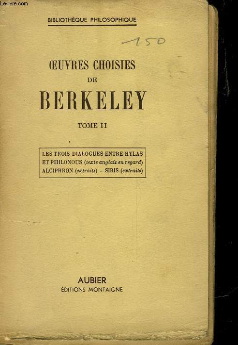 OEUVRES CHOISIES DE BERKELEY - TOME II