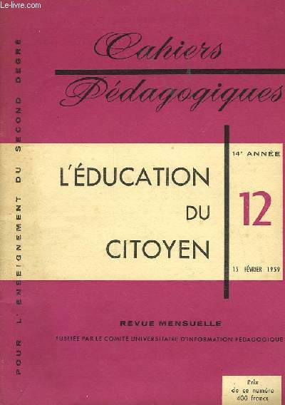 CAHIRS PEDAGOGIQUES - L'EDUCATION DU CITOYEN
