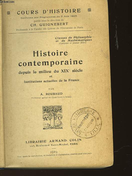 HISTOIRE CONTEMPORAINE DEPUIS LE MILIEU DU XIX SIECLE