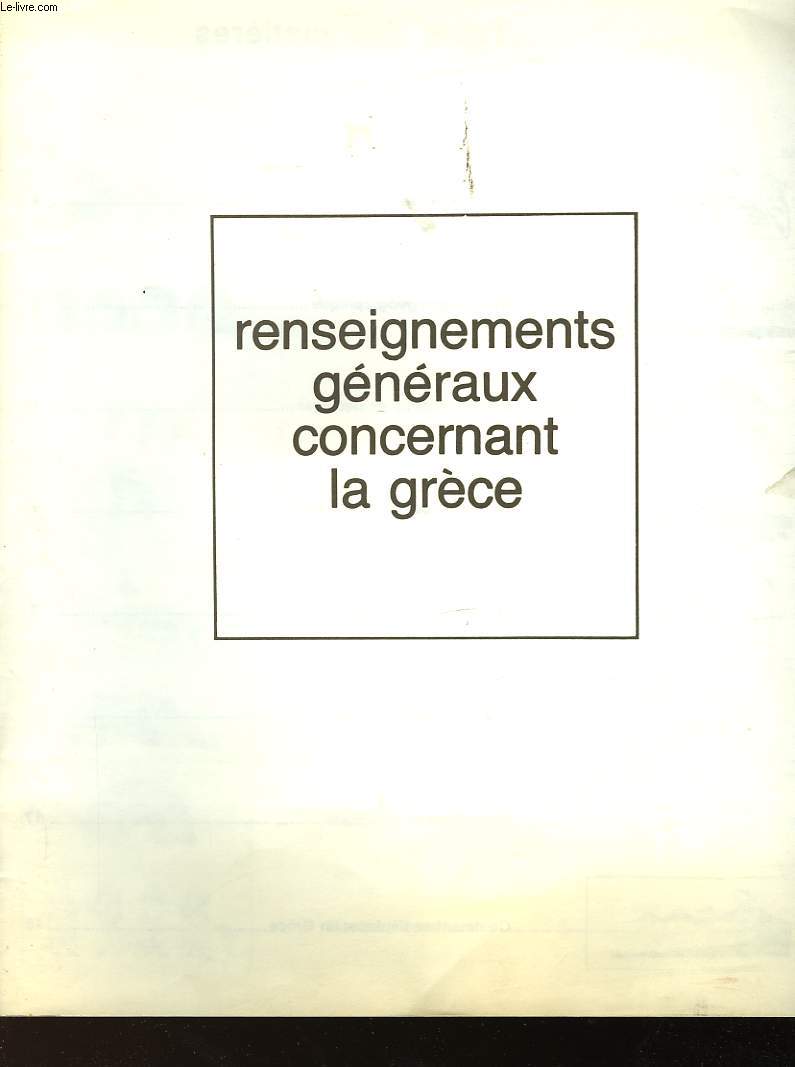 RENSEIGNEMENTS GENERAUX CONCERNANT LA GRECE