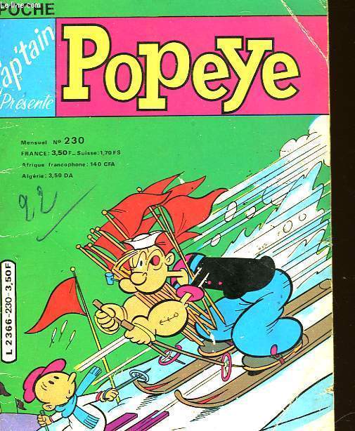 CAP'TAIN PRESENTE - POPEYE - POCHE MENSUEL N230 - L'SABOTAGE N'PAYE PAS