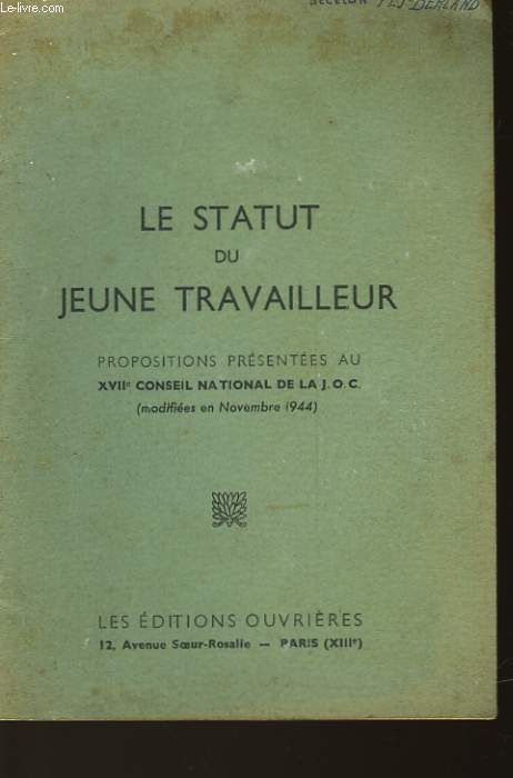 LE STATUT DU JEUNE TRAVAILLEUR