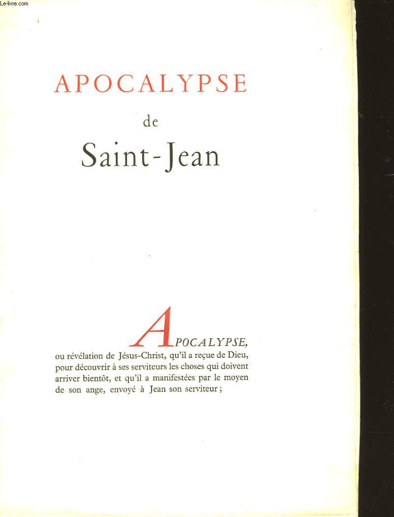 APOCALYPSE DE SAINT JEAN