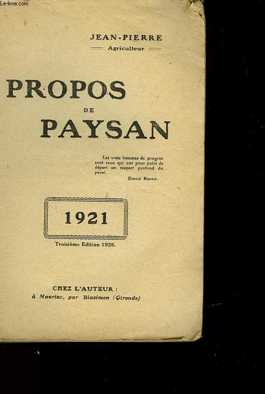 PROPOS DE PAYSAN