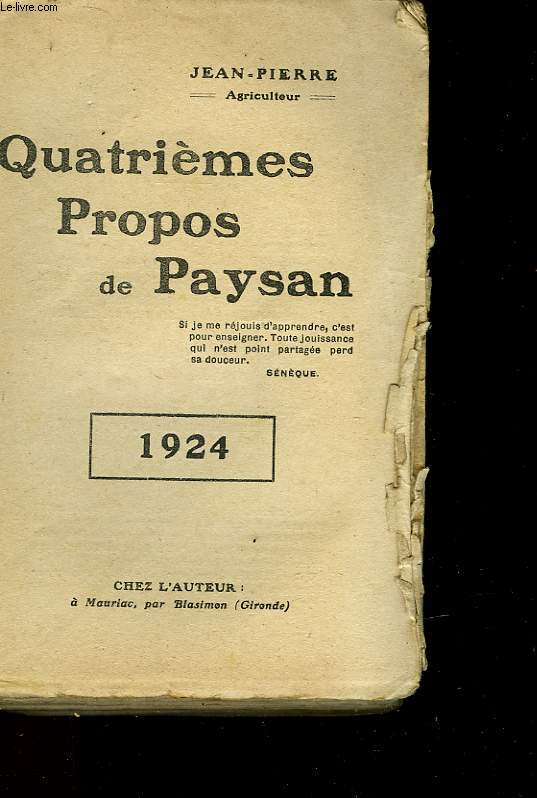 QUATRIEME PROPOS DE PAYSAN