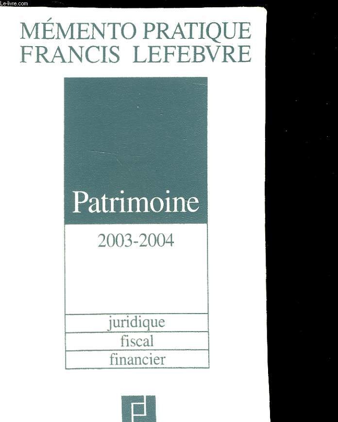 PATRIMOINE 2003-2004