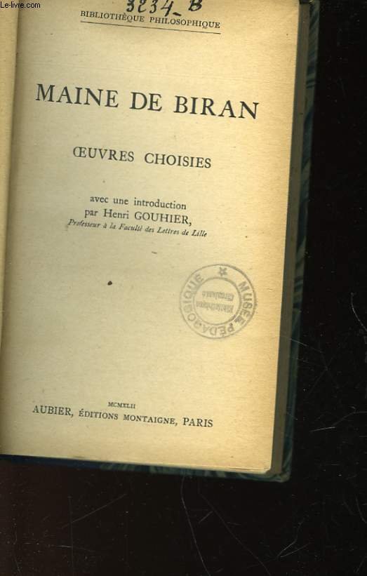 MAINE DE BIRAN - OEUVRES CHOISIES
