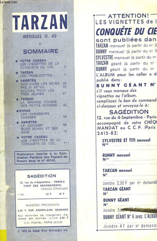 TARZAN - LE SEIGNEUR DE LA JUNGLE - MANSUEL N49