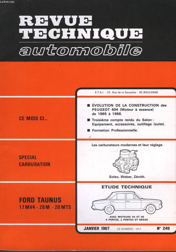 REVUE TECHNIQUE AUTOMOBILE - N249