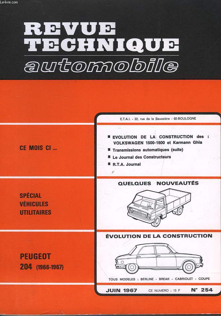 REVUE TECHNIQUE AUTOMOBILE - N254