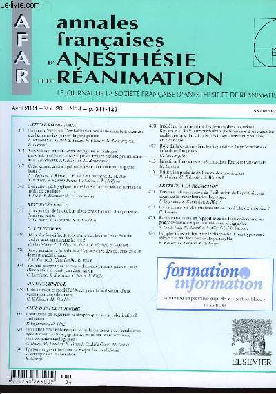 ANNALES FRANCAISES D'ANESTHESIE ET DE REANIMATION - N4