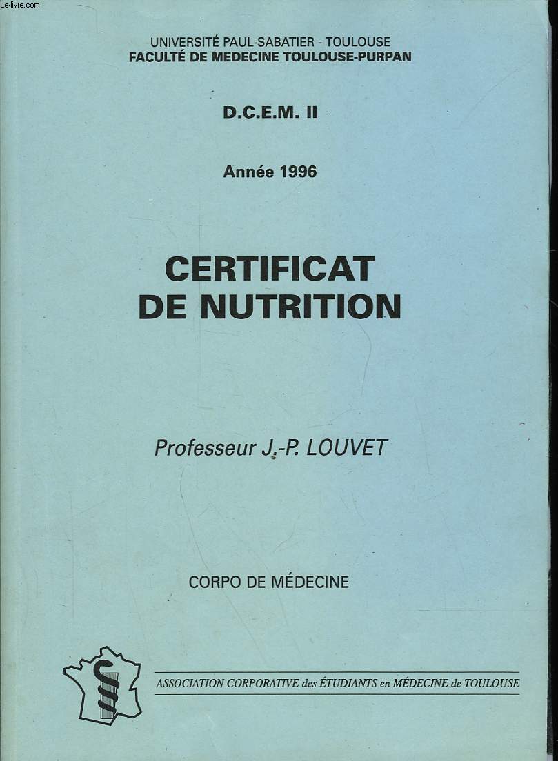 D. C. E. M. II - CERTIFICAT DE NUTRITION