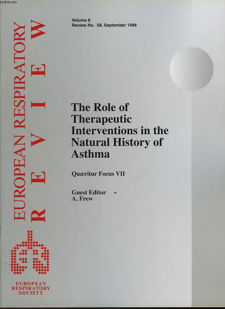 EUROEPAN RESPIRATORY REVIEW - VOLUME 8 - N58 - THE ROLE OF THERAPEUTIC INTERVENTIONS IN THE NATURAL HISTORY OF ASTHMA
