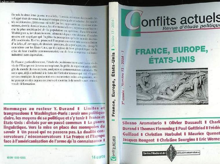 CONFLICTS ACTUELS - REVUE D'ETUDE POLITIQUE - N13