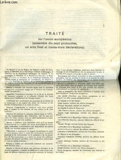 TRAITE SUR L'UNION EUROPEENNE