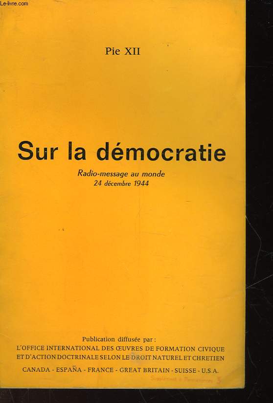 SUR LA DEMOCRATIE - RADIO-MESSAGE AU MONDE
