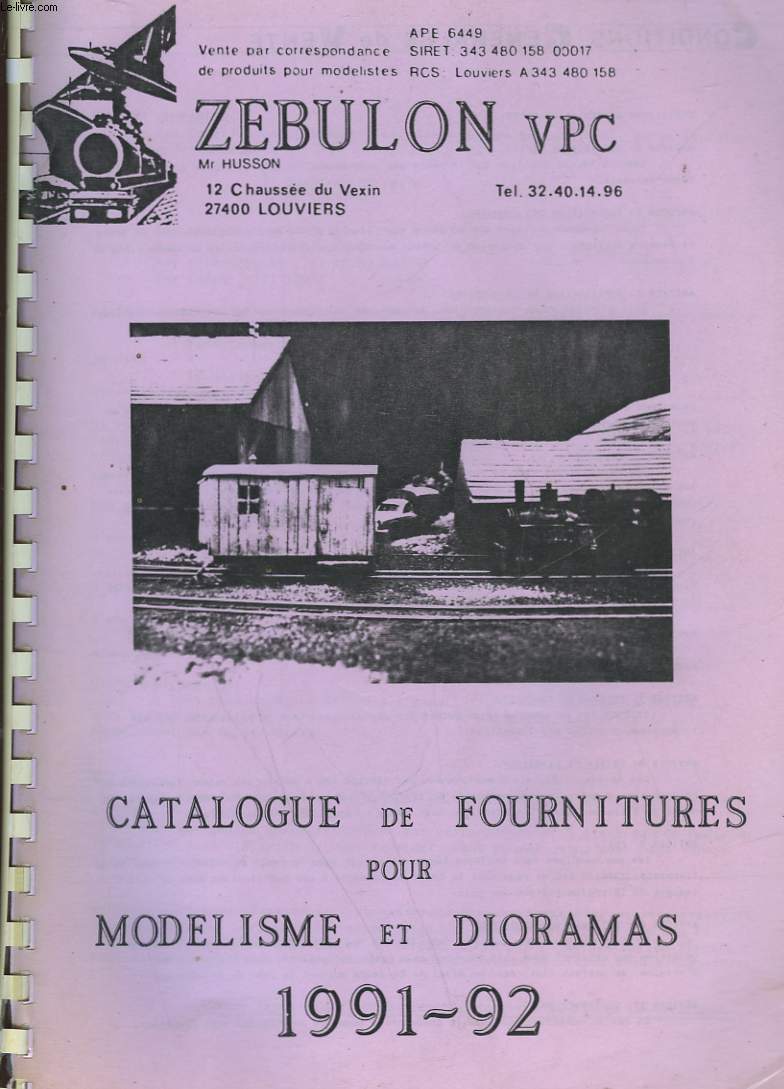 ZEBULON VPC - CATALOGUE DE FOURNITURES POUR MODELISME ET DIORAMAS 1991-92