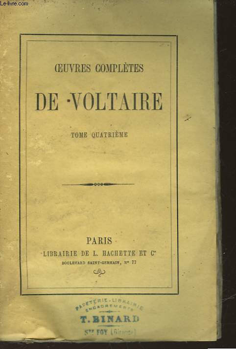 OEUVRES COMPLETES DE VOLTAIRE - TOME 4