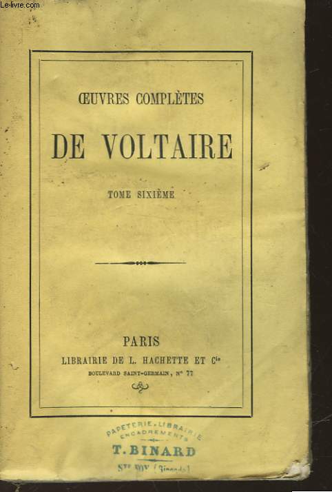 OEUVRES COMPLETES DE VOLTAIRE - TOME 6