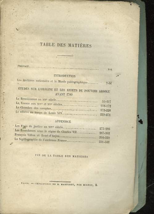 ETUDE SUR L'ANCIENNE FRANCE