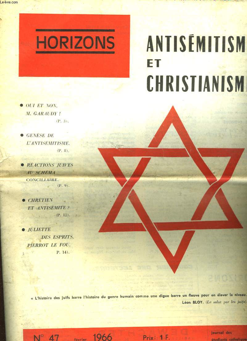 HORIZONS - ANTISEMITISME ET CHRISTIANISME - N47