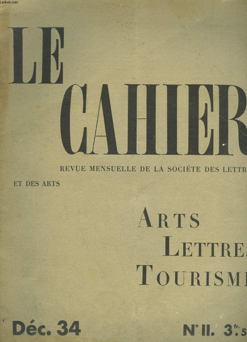 LE CAHIER - REVUE MENSUELLE DE LA SOCIETE DES LETTRES ET DES ARTS - N2