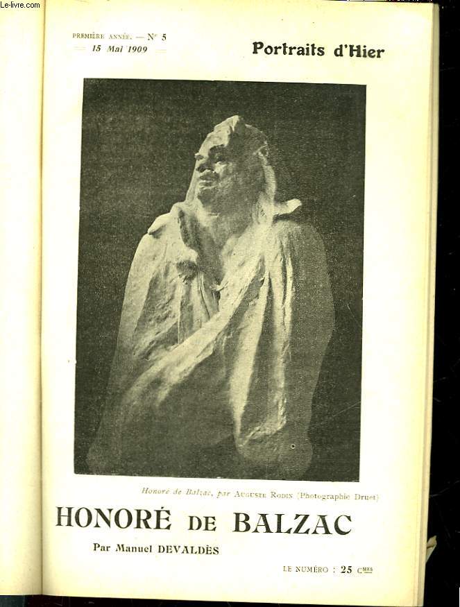 PORTRAIT D'HIER N5 - HONORE DE BALZAC