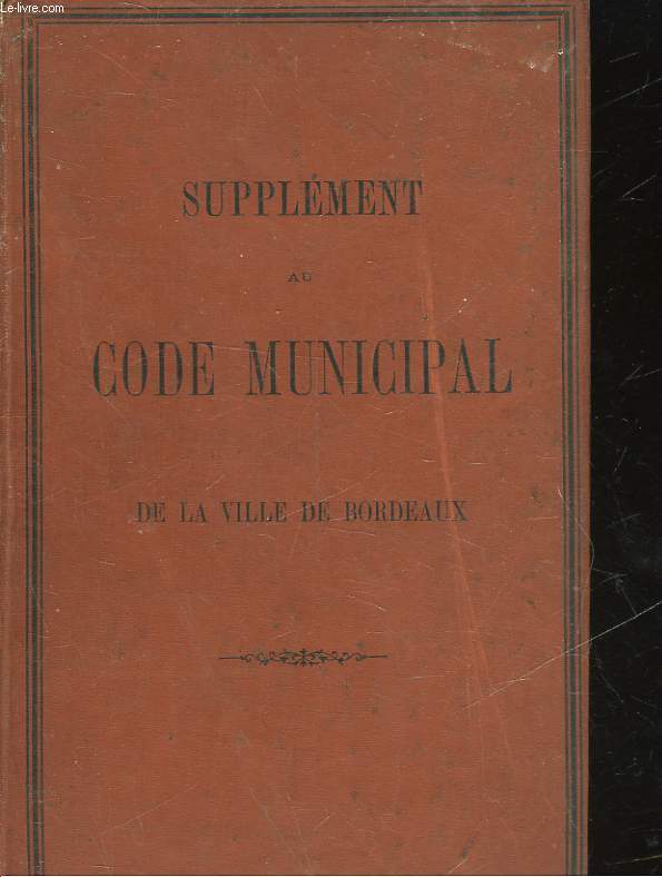 SUPPLEMENT AU CODE MUNICIPAL