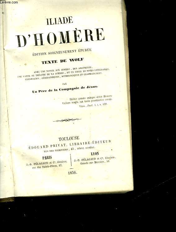 ILLIADE D'HOMERE