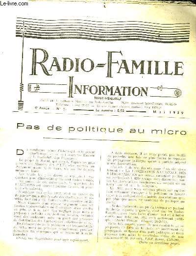 RADIO-FAMILLE INFORMATION - REVUE MENSUELLE - 4 ANNEE - N5