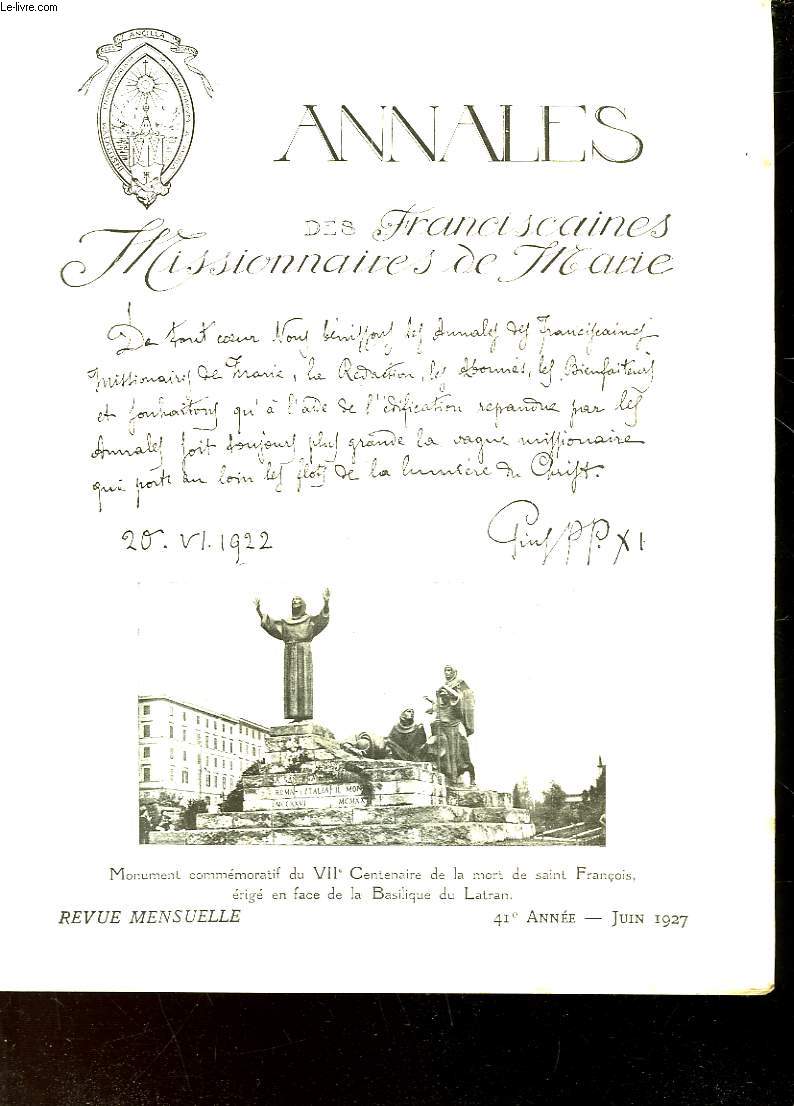 ANNALES DES FRANCISCAINES HISSIONNAIRES DE MARIE - 41 ANNEE