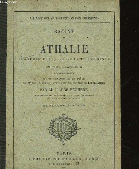 ATHALIE - TRAGEDIE TIREE DE L'ECRITURE SAINTE