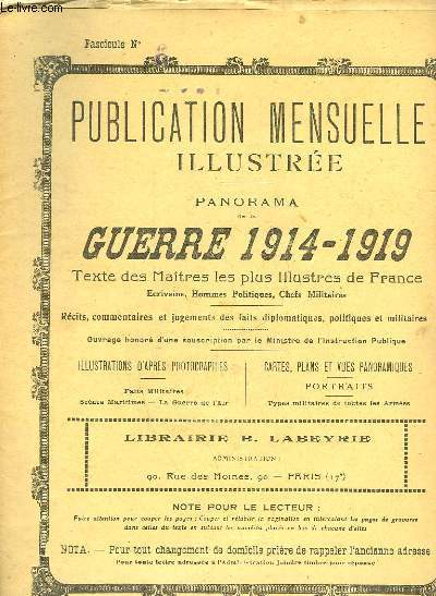 PUBLICATION MENSUELLE ILLUSTREE - PANORAMA DE LA GUERRE 1914-1919 - N6