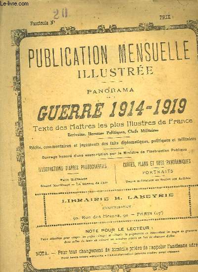 PUBLICATION MENSUELLE ILLUSTREE - PANORAMA DE LA GUERRE 1914-1919 - N20