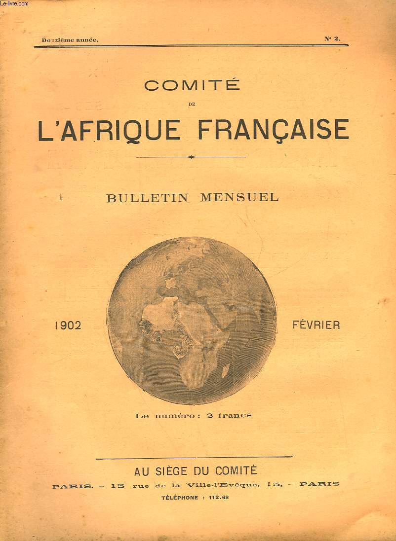 COMITE DE L'AFRIQUE FRANCAISE - 12 ANNEE - N2