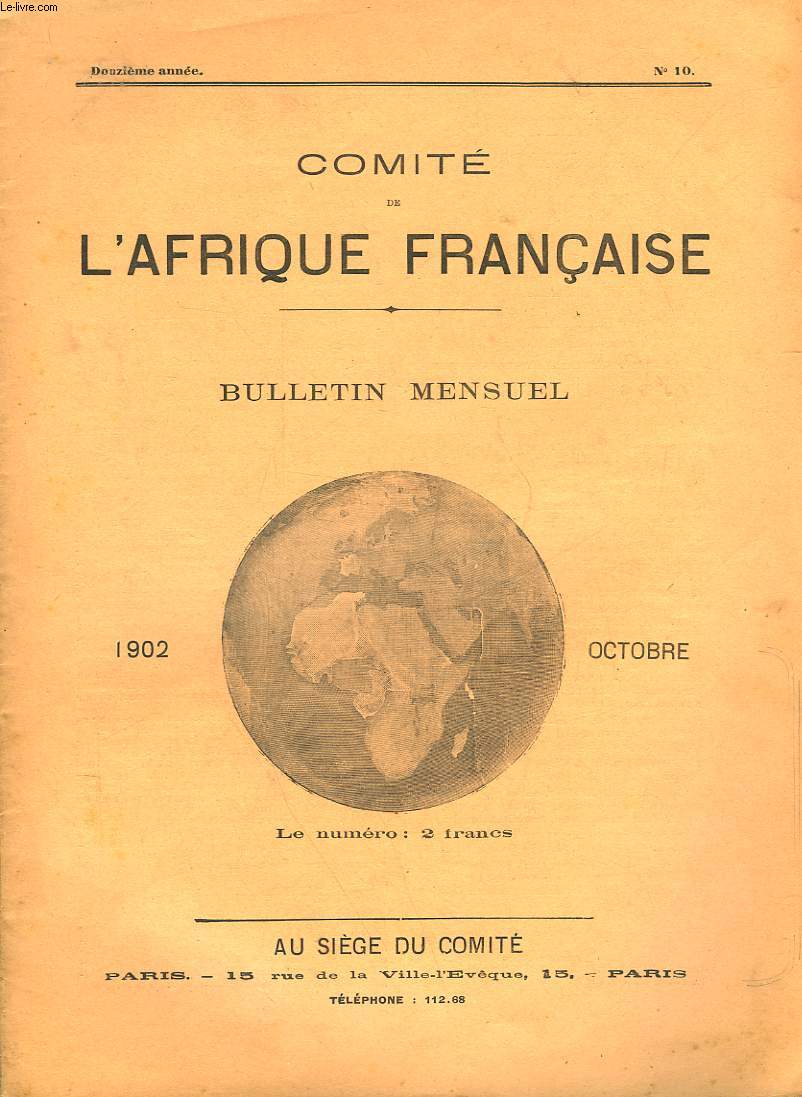 COMITE DE L'AFRIQUE FRANCAISE - 12 ANNEE - N10