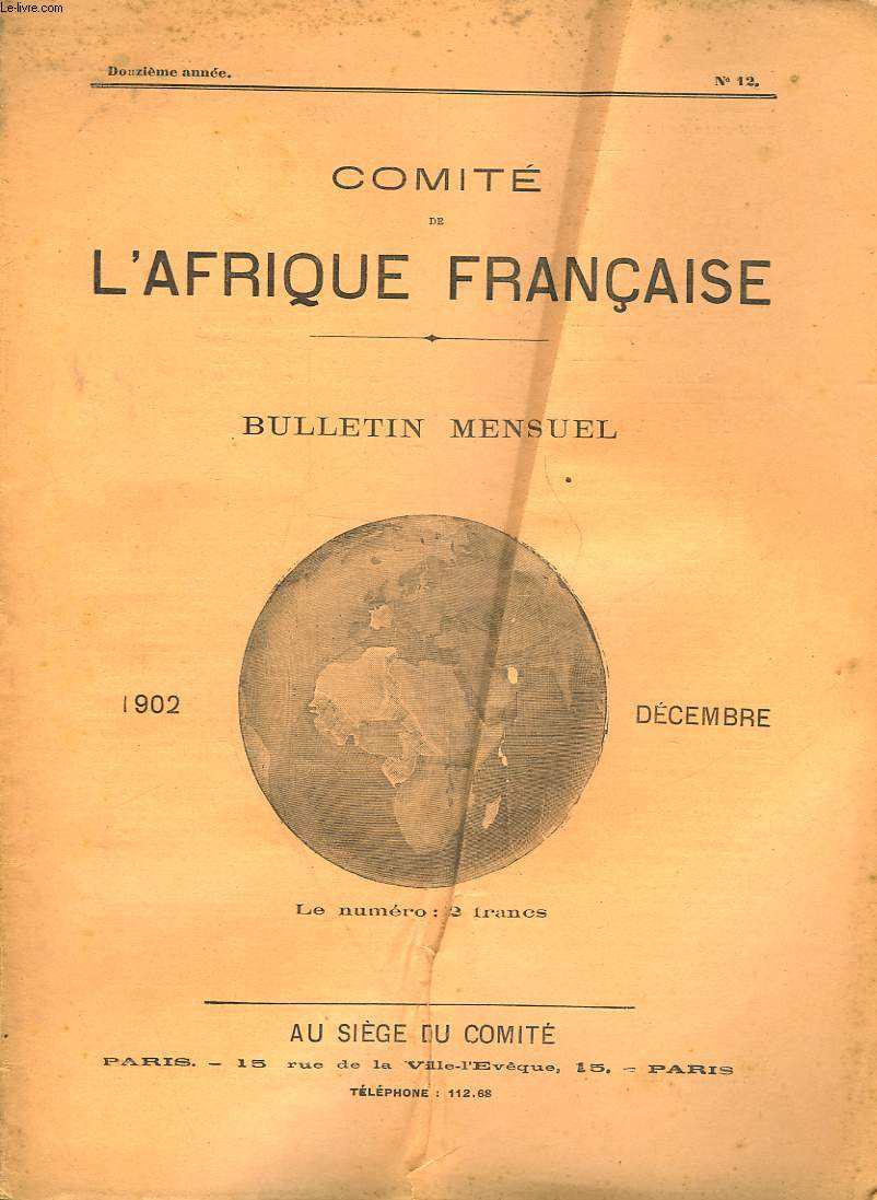 COMITE DE L'AFRIQUE FRANCAISE - 12 ANNEE - N12