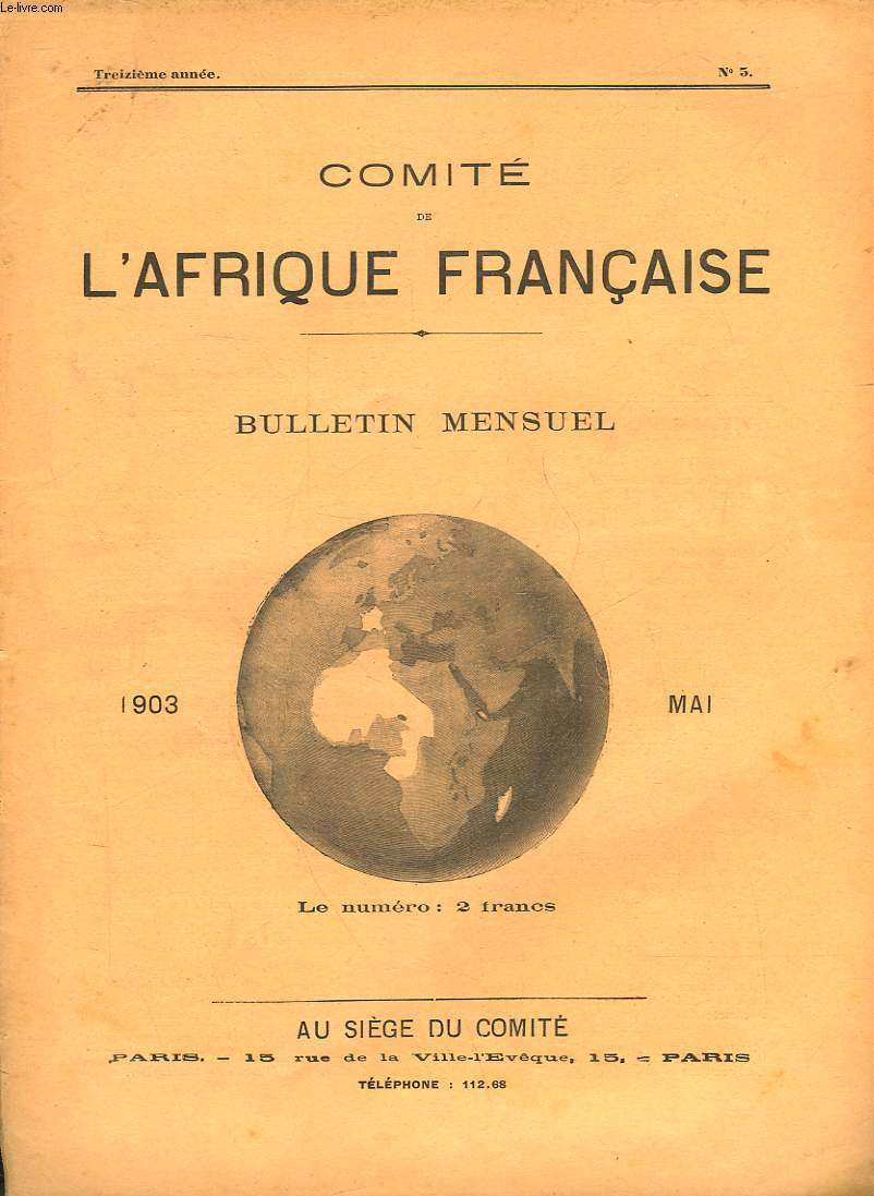 COMITE DE L'AFRIQUE FRANCAISE - 13 ANNEE - N5