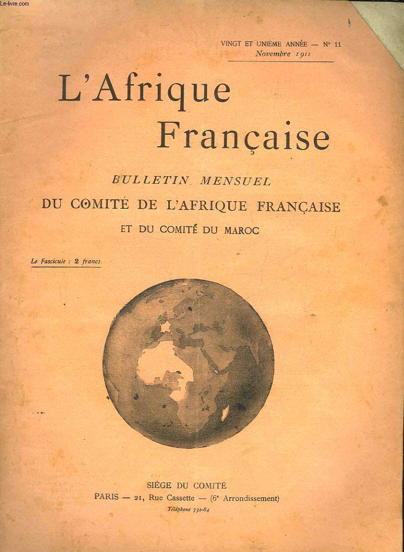 COMITE DE L'AFRIQUE FRANCAISE - 21 ANNEE N11