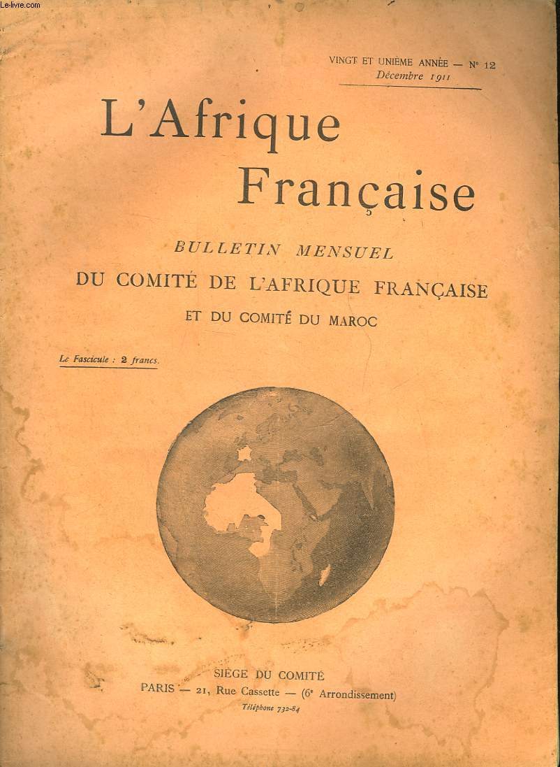 COMITE DE L'AFRIQUE FRANCAISE - 21 ANNEE N12