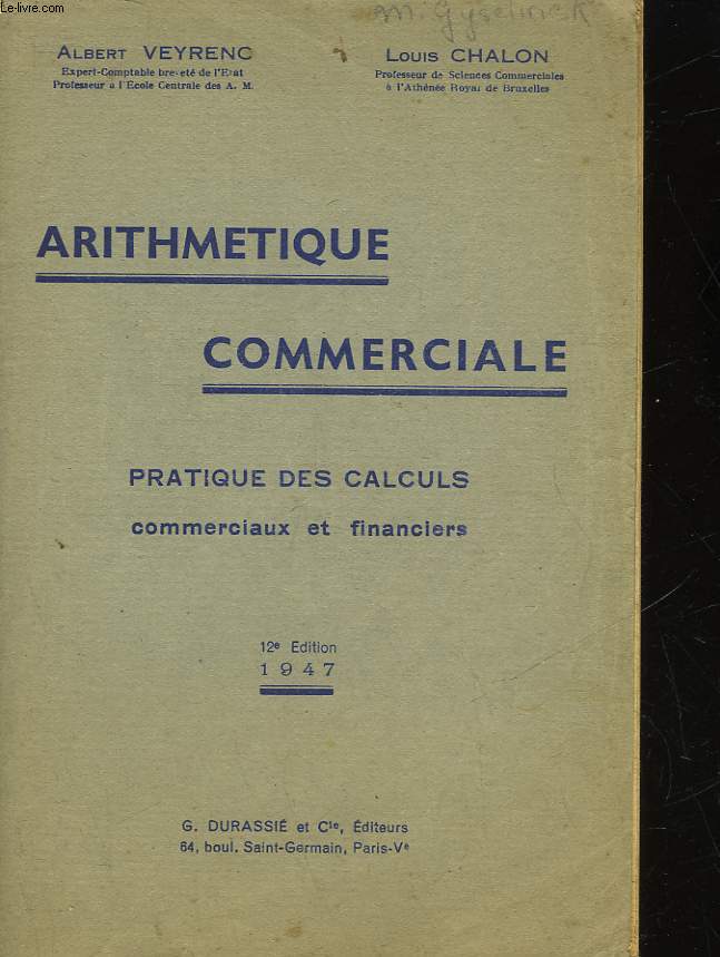 ARITHMETIQUE COMMERCIALE - PRATIQUE DES CALCULS