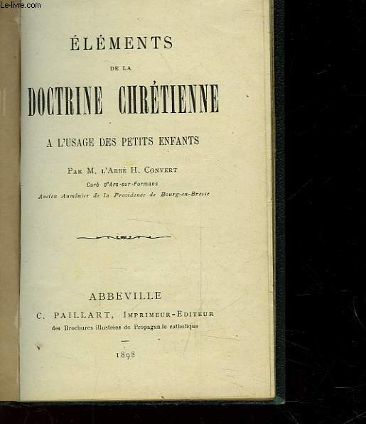 ELEMENTS DE LA DOCTRINE CHRETIENNE