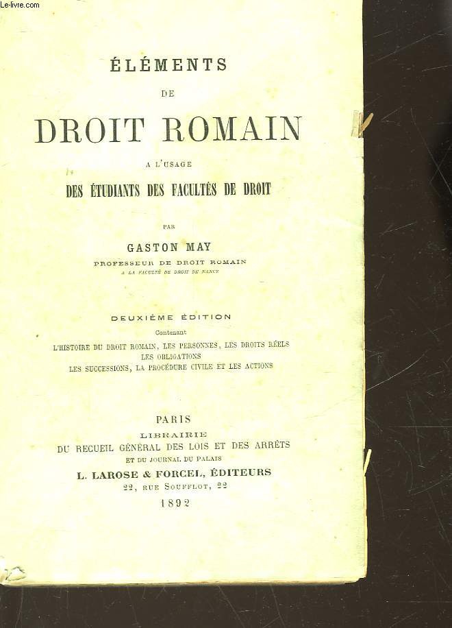 ELEMENTS DE DROIT ROMAIN