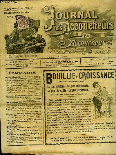 JOURNAL DES ACCOUCHEURS ET DES ACCOUCHEUSES - 14 ANNEE N12