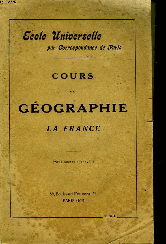 COURS DE GEOGRAPHIE - LA FRANCE