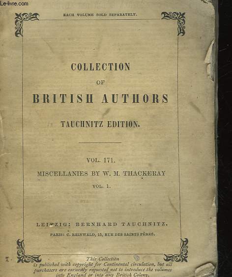 COLLECTION OF BRITISH AUTHORS - VOL 171 - MISCELLANIES